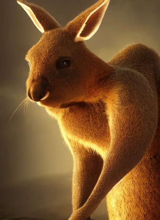 Image similar to king kangaroo, ultra detailed fantasy, elden ring, realistic, dnd character portrait, full body, dnd, rpg, lotr game design fanart by concept art, behance hd, artstation, deviantart, global illumination radiating a glowing aura global illumination ray tracing hdr render in unreal engine 5