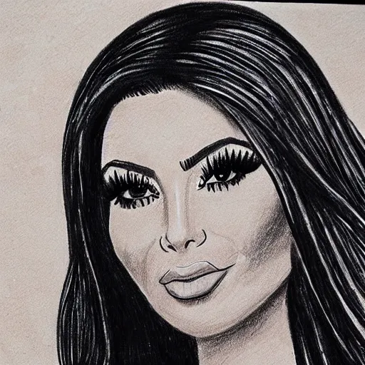 Image similar to rock and rule style drawing of kim kardashian