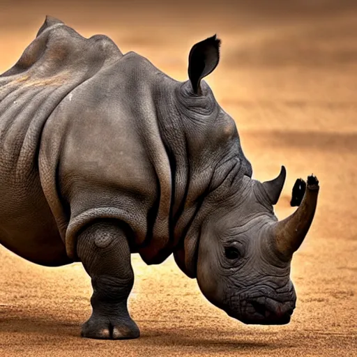 Image similar to an rhino that looks like a pug, national geographic photography