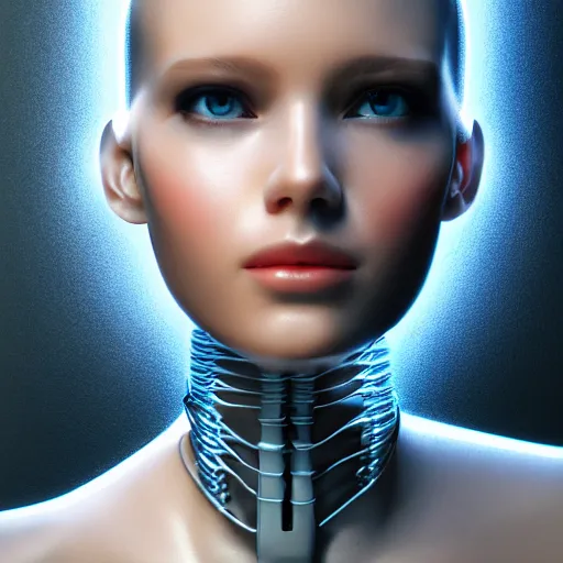 Image similar to a beautiful woman wearing robot suit with wires and light, highly detailed, photorealistic, artstation, smooth