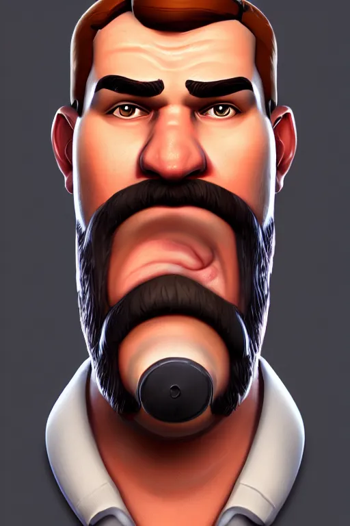 Image similar to beautiful highly detailed realistic stylized character portrait team fortress 2 engineer, detailed character art master portrait, trending on artstation