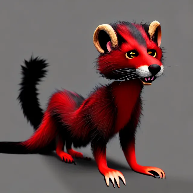 Image similar to furry - male - red - black - weasel - geistcaller - fursona uhd ue 5 visual novel pc game expressions, photorealistic