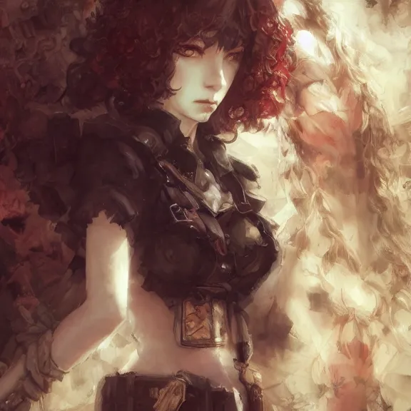 Image similar to christina hendricks!!! goth, tankoban, 4 k, tone mapping, akihiko yoshida, james jean andrei riabovitchev marc simonetti, yoshitaka amano, long hair, curly, h. hydrochaeri