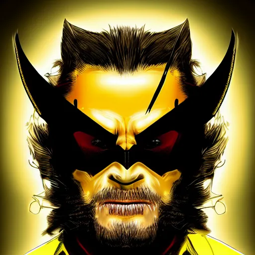 Image similar to Tom Hardy as wolverine with yellow mask Digital art 4K quality