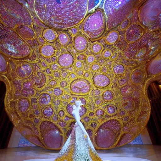 Prompt: art installation. paralyzed by the indescribable beauty of the cosmos. by guo pei, by tex avery dreary