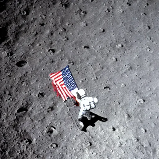 Prompt: astronaut planting a ussr flag on the moon in 1 9 6 9