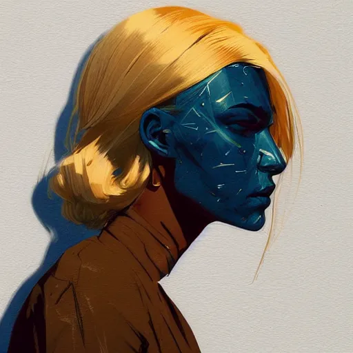 Image similar to Beautiful girl with blond hair profile picture by Greg Rutkowski, asymmetrical, Organic Painting , Matte Painting, geometric shapes, hard edges, street art, trending on the artstation:2 by Sachin Teng:4