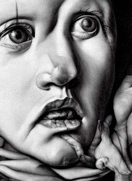 Image similar to artificial consciousness, detailed, hyperrealism, by Caravaggio,