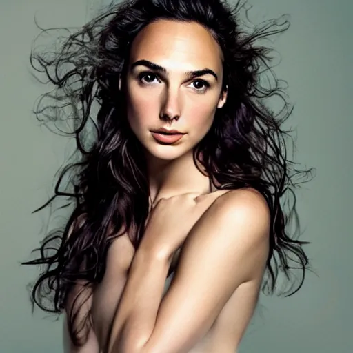 Prompt: portrait of a beautiful 20-year-old Gal Gadot by Mario Testino, headshot, detailed, award winning, Sony a7R
