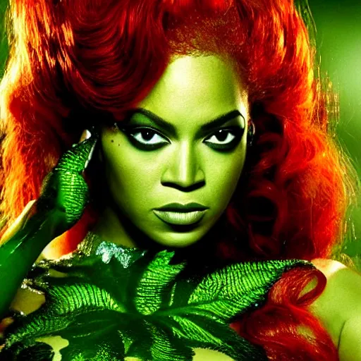 Image similar to stunning awe inspiring beyonce as poison ivy, movie still 8 k hdr atmospheric lighting