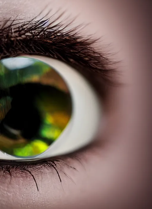 Image similar to portrait of a stunningly beautiful eye, broken lens