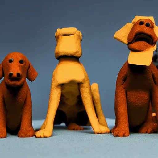 Prompt: dog eat dog, claymation