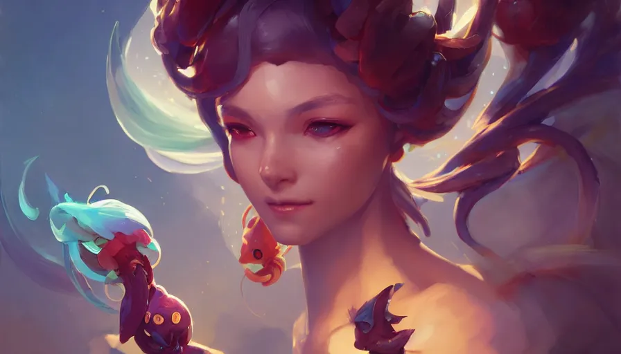 Prompt: portrait of a cute caterpillar, league of legends champion splash art, photorealistic facial features, right side composition, art by pete mohrbacher and guweiz and ilya kuvshinov, highly detailed, intricate, sharp focus, unreal engine 5, 4 k uhd