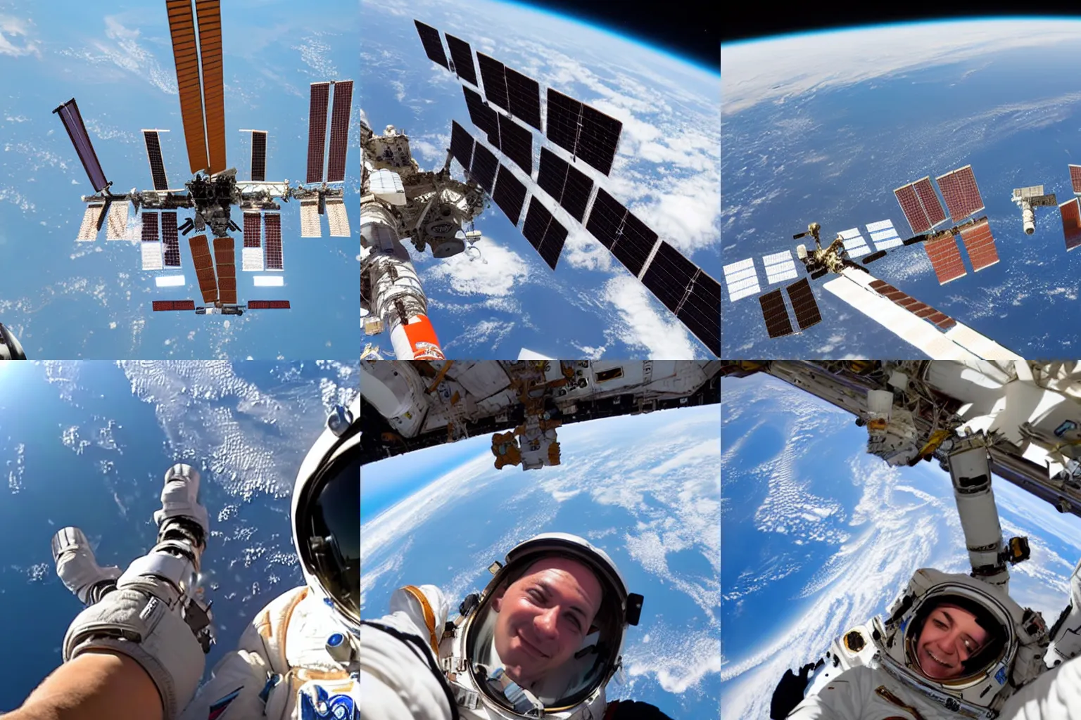 Prompt: Selfie taken on the ISS