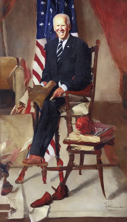 Image similar to still life painting of Hip, Hip, Hurrah with Joe Biden by Peder Krøyer, canvas print