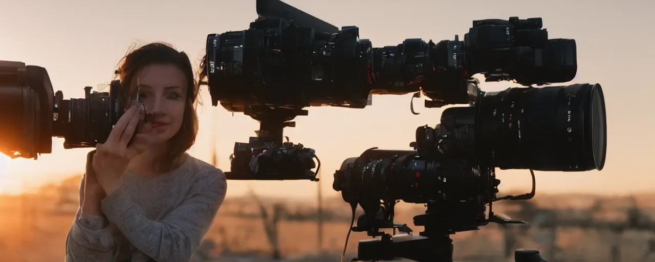 Prompt: 3 / 4 mid close up shot of a person in a mcdonald's commercial filmed by autumn durald at sunset shot with an alexa lf and panavision t - series anamorphic 4 0 mm lens at t 2. 0