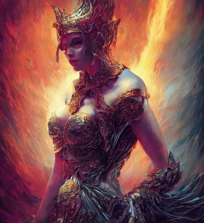 Image similar to a goddess, tarot card, dark souls colour scheme, coherent, kerem beyit, Karol Bak, featured on artstation, instagram HD