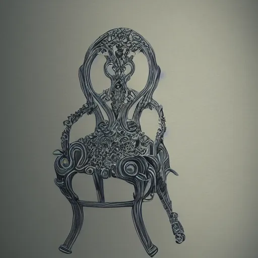 Prompt: a beautiful female in the form of a chair, concept illustration in intricate detail, 8 k