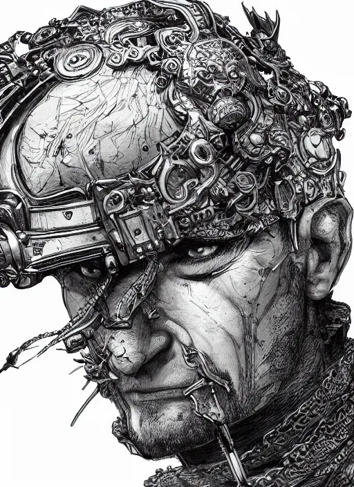 Prompt: close up illustration of the helm of domination, powerful, domineering, stoic, masterful, intense, ultrafine hyperdetailed illustration by kim jung gi, irakli nadar, intricate linework, sharp focus, octopath traveler, yoji shinkawa, highly rendered, detailed, concept art