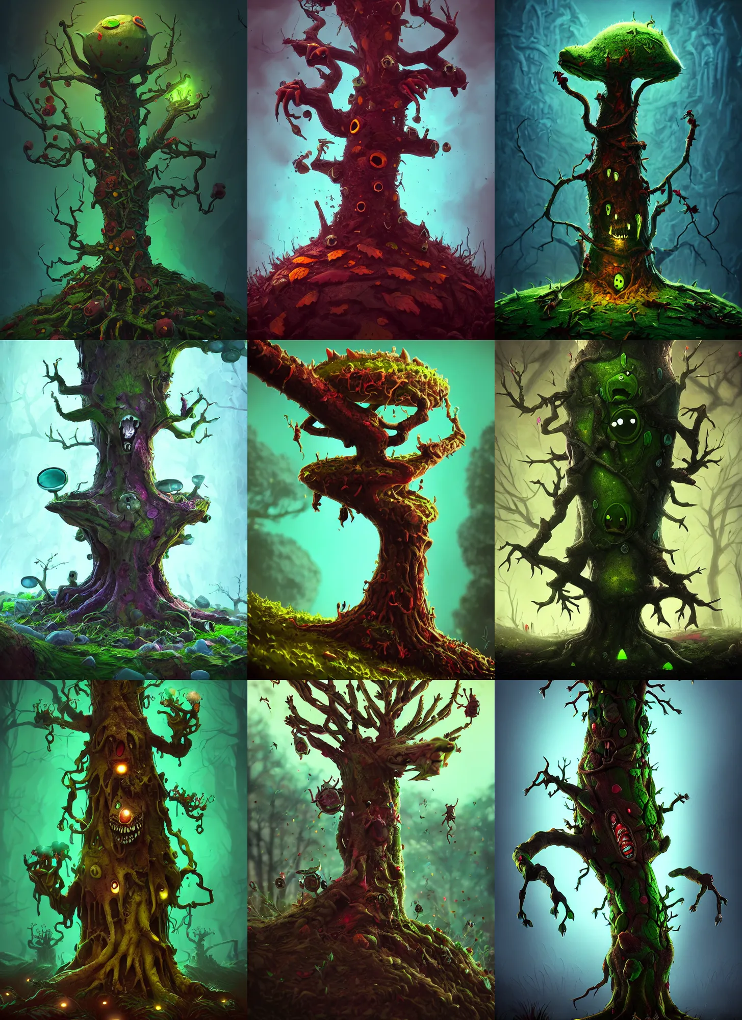 Prompt: undead living - tree, in the style of craola, macro lens, shallow depth of field, highly detailed, digital painting, trending artstation, concept art, illustration, cinematic lighting, vibrant colors, photorealism, epic, octane render