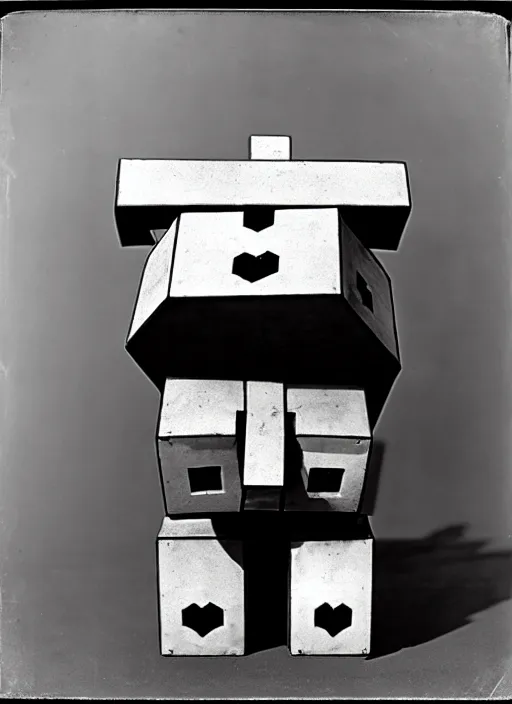 Image similar to 1 8 8 5 photo of a riveted companion cube from portal 2, daguerrotype, high quality