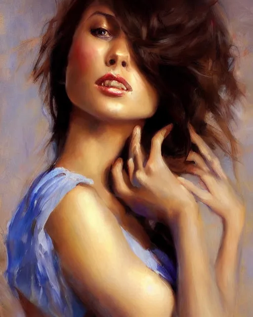 Image similar to a fine art painting of a pretty woman by richard s. johnson, deviantart, figurative art, fine art