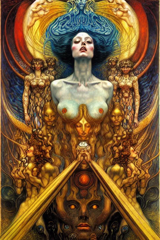 Image similar to Divine Chaos Engine by Karol Bak, Jean Delville, William Blake, Gustav Klimt, and Vincent Van Gogh, symbolist, visionary