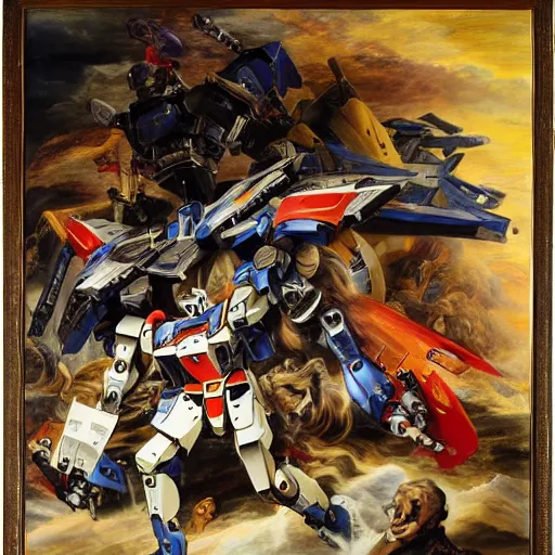 Prompt: peter paul rubens as consequences of wars with mecha gundam invited, random content position, delete duplicate content, photorealistic details content, ultra detailed face structures, incrinate, masterpiece, ultra detailed baroque painting.