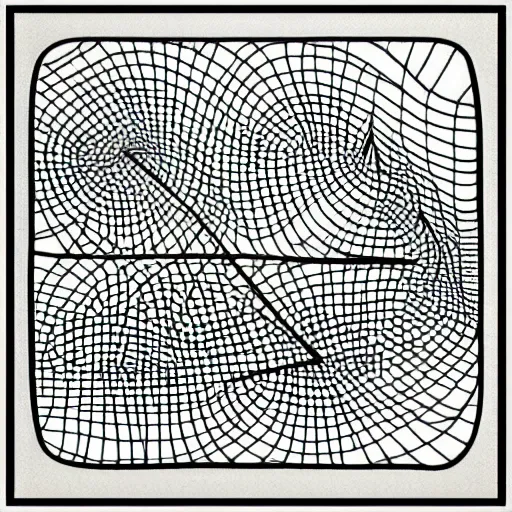 Image similar to “intricate line art that form into 4 dimensional shapes, in the style of a cubist artist”