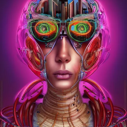 Image similar to “ beautiful portrait of a cyber punk female by marco mazzini and hanna yata ” digital art, concept art, 3 - d 4 k, fantasy, devian art, trending on art station,