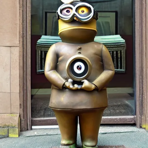Prompt: bronze statue of a minion from Despicable Me
