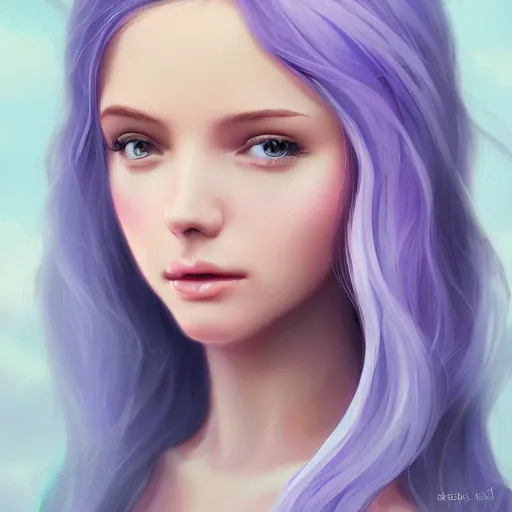 Image similar to teen girl, lavender hair, gorgeous, amazing, elegant, intricate, highly detailed, digital painting, artstation, concept art, sharp focus, illustration, art by Ross tran