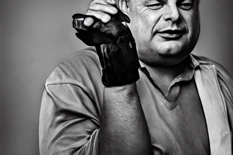 Prompt: fat viktor orban by peter lindbergh