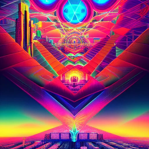 Image similar to matte painting of the sacred geometry of cyberpunk, brilliant colors, extremely detailed, very very detailed, in the style of alena aenami by Alex grey, HD, 4k, 8k