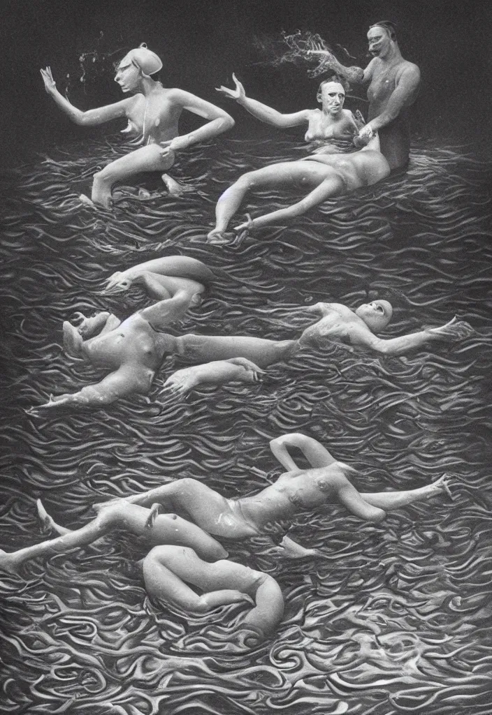 Image similar to highly detailed surrealist art about drowning slowly