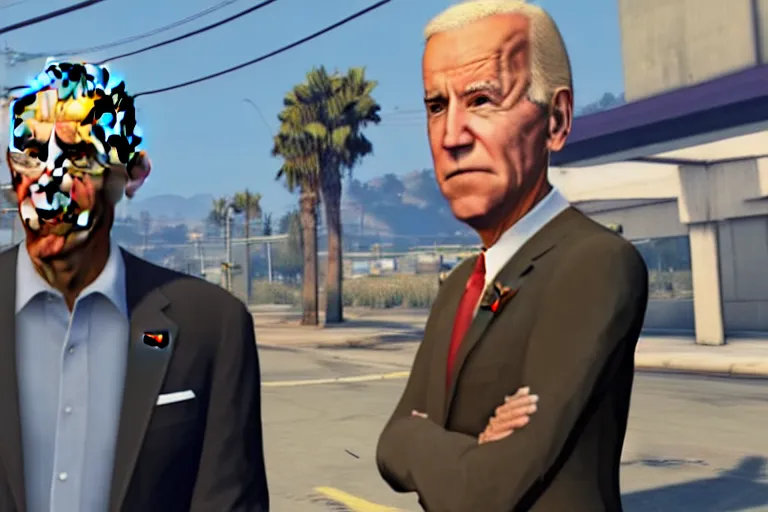 Image similar to obama and joe biden in gta v, detailed