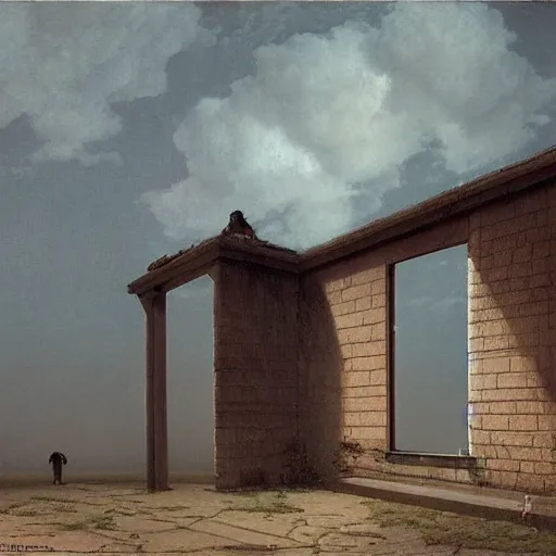 Prompt: hyperrealistic surrealism, david friedrich, award winning masterpiece with incredible details, zhang kechun, a surreal vaporwave painting of door leading to nowhere, mirrors everywhere, highly detailed