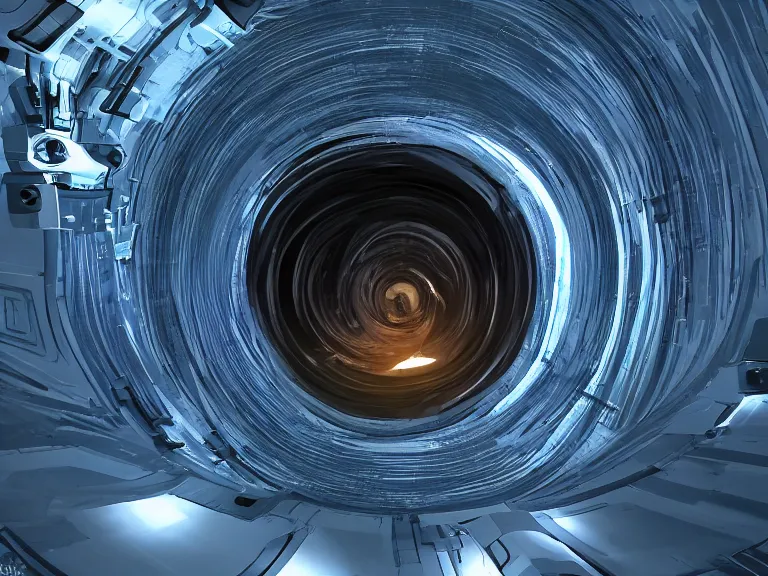 Image similar to fusion generation inside a torus, plasma, scifi scene, vacuum of space, volumetric lighting, high resolution, very detailed, concept art