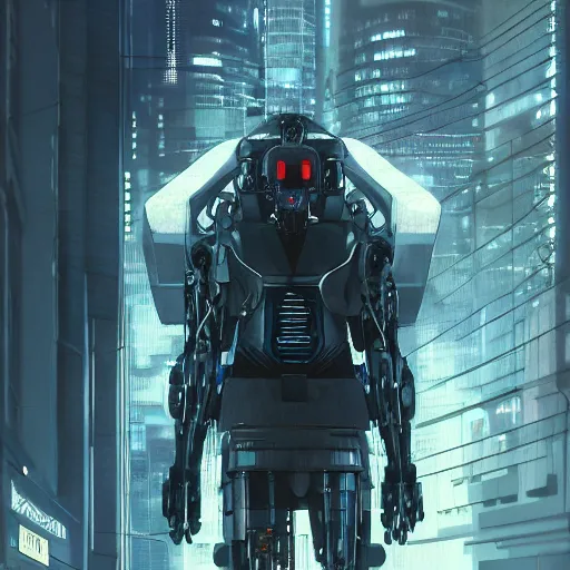 Image similar to concept art of a japanese cyborg, finely detailed features, cyborg robot parts, futuristic vr headset, blade runner, dramatic cinematic, at cyberpunk city, ghost in the shell, akira, odeo, cinematic lighting, in danger, noir, trending on pixiv fanbox, painted by greg rutkowski, makoto shinkai, takashi takeuchi