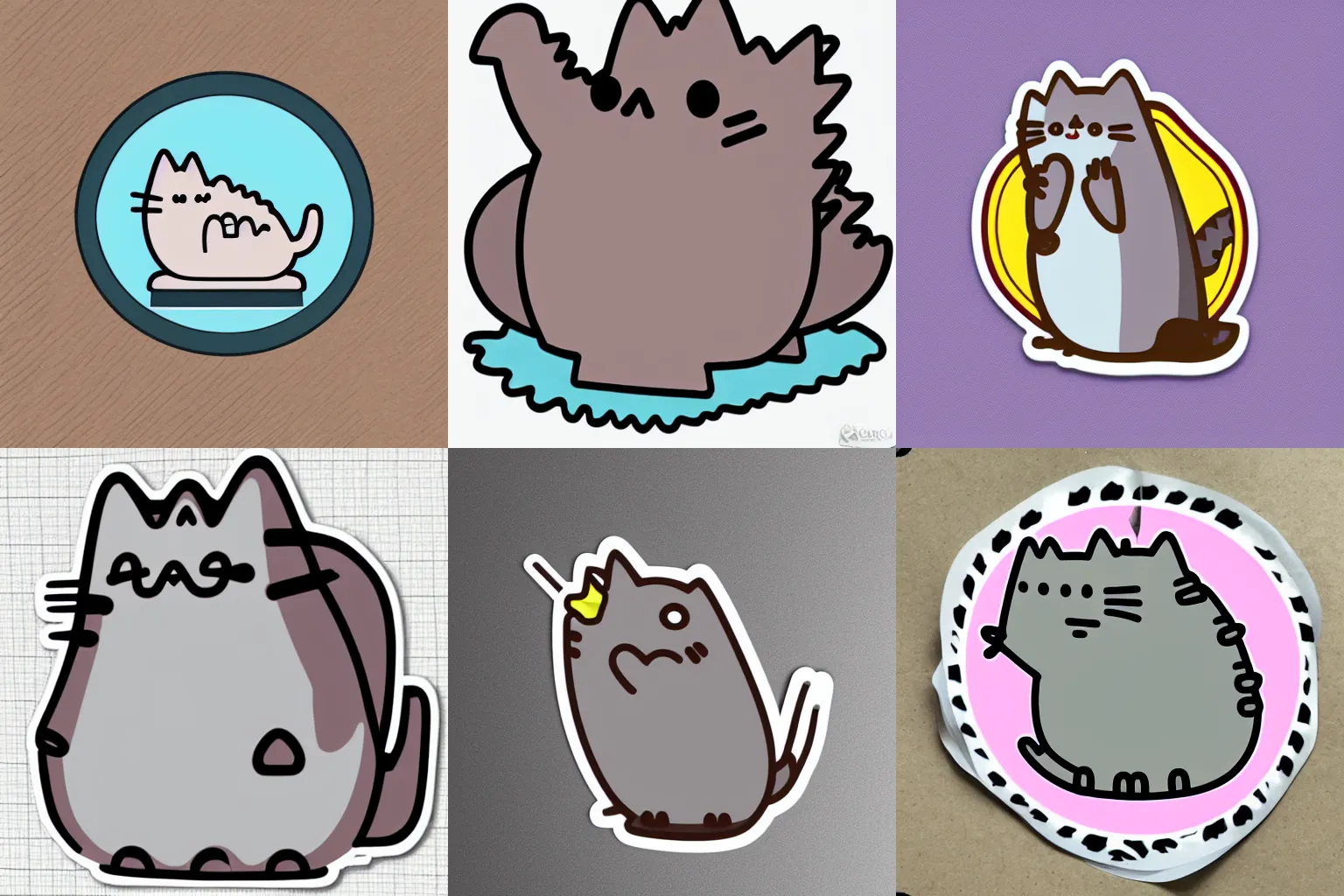 Prompt: pusheen godzilla vector art sticker design