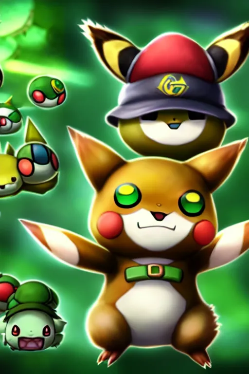 Image similar to teemo, a pokemon trading card of teemo, highly detailed pokemon trading card screenshot