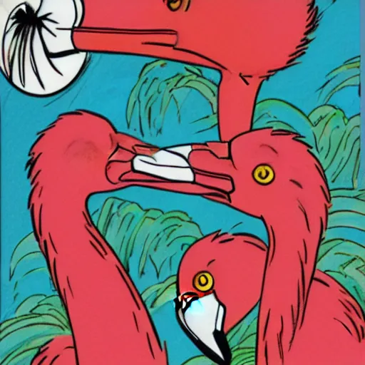 Image similar to flamingo comic book