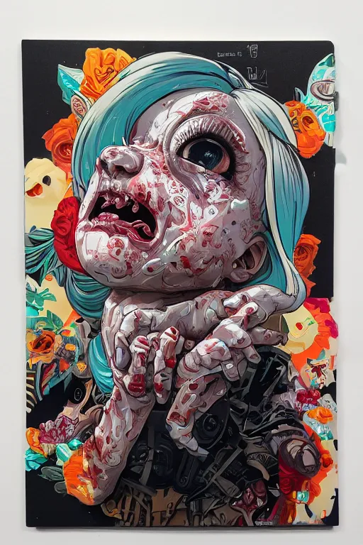 Image similar to a baby zombie in a pocket, tristan eaton, victo ngai, artgerm, rhads, ross draws