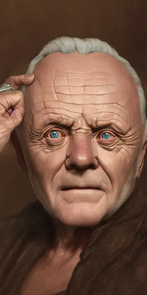 Prompt: anthony hopkins, a blind king, dungeons and dragons, fame of thrones masterpiece by edgar maxence and ross tran and michael whelan, gustav dore, 8 k, octane render