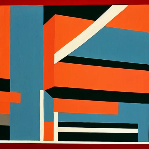 Image similar to a bauhaus style painting of a night club