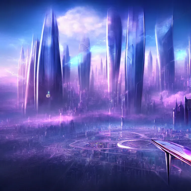 Image similar to futuristic city dream like cute things the future belongs to those who believe in the beauty of their dreams, high resolution