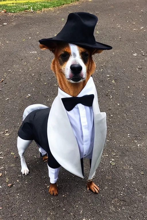 Image similar to a dog in a suit