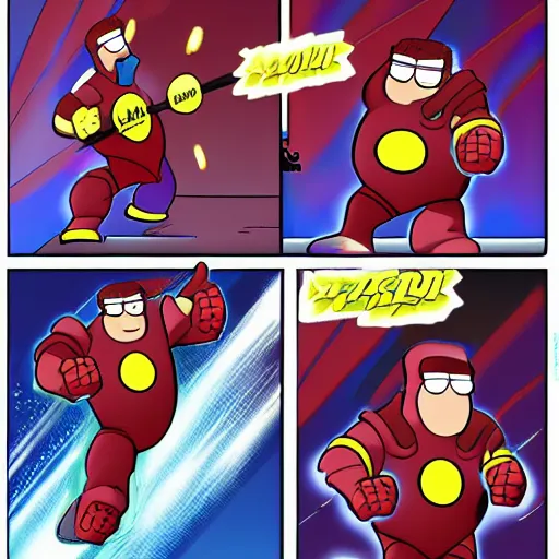 Image similar to Peter Griffin punching Iron Man by yuumei