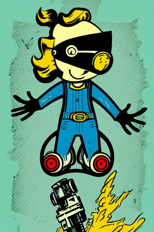 Image similar to fallout 7 6 retro futurist illustration art by butcher billy, sticker, colorful, illustration, highly detailed, simple, smooth and clean vector curves, no jagged lines, vector art, smooth andy warhol style