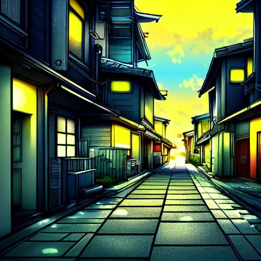 Prompt: anime tokyo residential quiet street scenery only wallpaper, night time scene, aesthetic, beautiful, hyper realistic